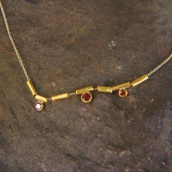 24k gold beaded charm necklace//24k multi stone necklace//24k gold necklace//charm necklace with gem stone//gold beaded necklace