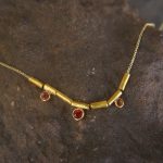 24k gold beaded charm necklace//24k multi stone necklace//24k gold necklace//charm necklace with gem stone//gold beaded necklace