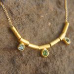 24k gold beaded charm necklace//24k multi stone necklace//24k gold necklace//emerald necklace with gem stone//gold beaded necklace