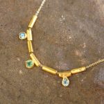 24k gold beaded charm necklace//24k multi stone necklace//24k gold necklace//emerald necklace with gem stone//gold beaded necklace
