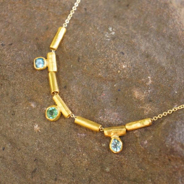 24k gold beaded charm necklace//24k multi stone necklace//24k gold necklace//emerald necklace with gem stone//gold beaded necklace