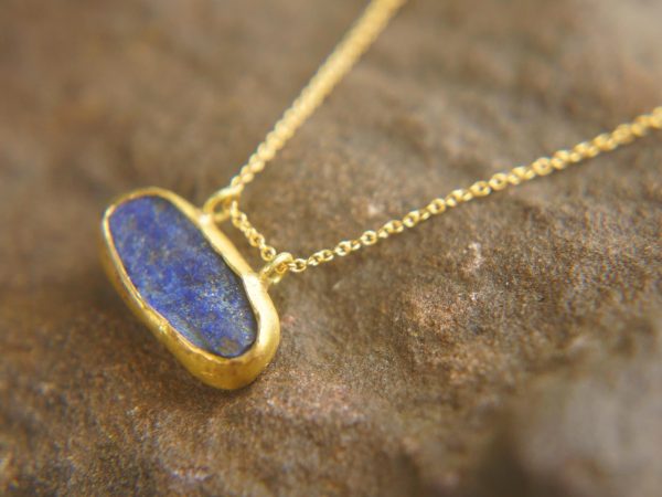 24k gold blue lapis Pendant//Gold lapis Pendant//lapis gold chain//lapis pendant//24k gold pendant//artisan 24k gold lapis pendant