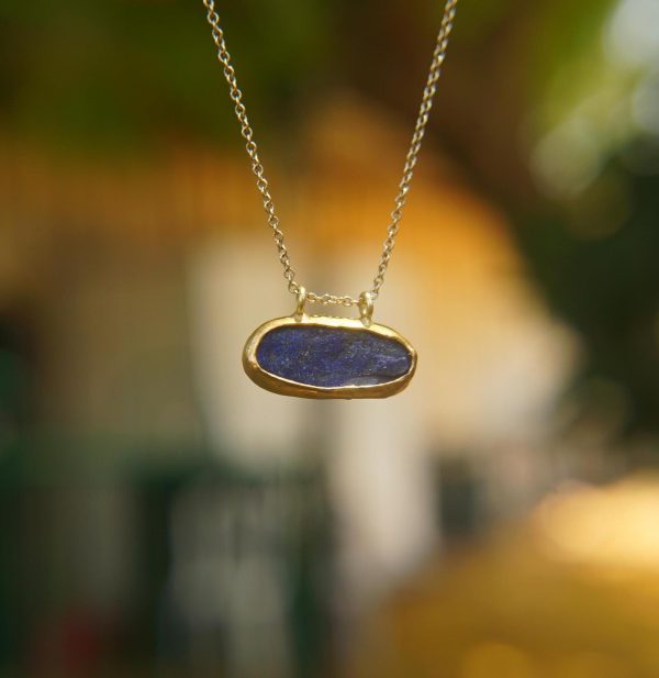 24k gold blue lapis Pendant//Gold lapis Pendant//lapis gold chain//lapis pendant//24k gold pendant//artisan 24k gold lapis pendant