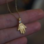 22k gold hamsa pendant//22k gold diamond pendant//gold evil eye pendant//artisan gold pendant//handmade hamsa pendant