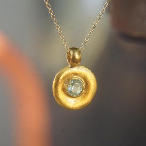 solid 24k Paraiba tourmaline gold pendant//gold tourmaline pendant//artisan gold handmade//24k gold pendant//Paraiba tourmaline pendant