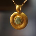 solid 24k Paraiba tourmaline gold pendant//gold tourmaline pendant//artisan gold handmade//24k gold pendant//Paraiba tourmaline pendant