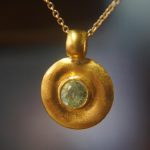 solid 24k Paraiba tourmaline gold pendant//gold tourmaline pendant//artisan gold handmade//24k gold pendant//Paraiba tourmaline pendant