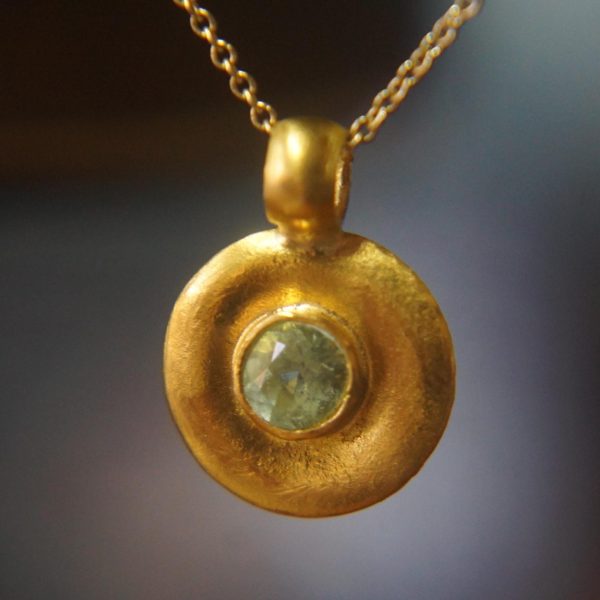 solid 24k Paraiba tourmaline gold pendant//gold tourmaline pendant//artisan gold handmade//24k gold pendant//Paraiba tourmaline pendant