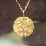 22k round cracked earth texture pendant//gold necklace//22k gold texture circle pendant//everyday disc pendant//solid gold circle pendant