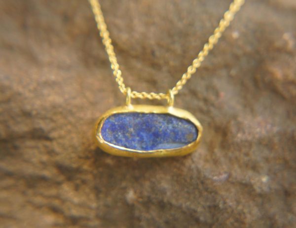 24k gold blue lapis Pendant//Gold lapis Pendant//lapis gold chain//lapis pendant//24k gold pendant//artisan 24k gold lapis pendant