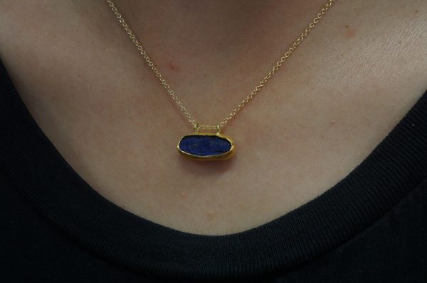 24k gold blue lapis Pendant//Gold lapis Pendant//lapis gold chain//lapis pendant//24k gold pendant//artisan 24k gold lapis pendant