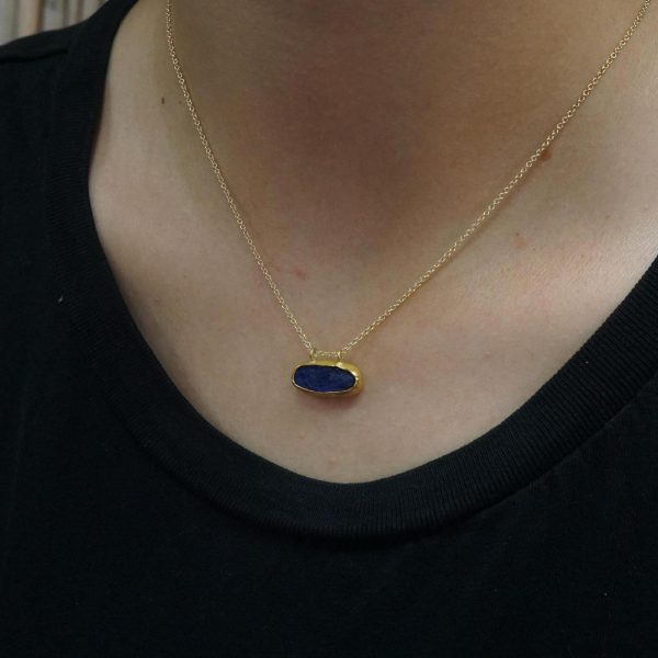 24k gold blue lapis Pendant//Gold lapis Pendant//lapis gold chain//lapis pendant//24k gold pendant//artisan 24k gold lapis pendant