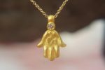 22k gold hamsa pendant//22k gold diamond pendant//gold evil eye pendant//artisan gold pendant//handmade hamsa pendant