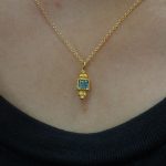 24k gold blue tourmaline pendant//artisan gold tourmaline pendant//24k tourmaline necklace//handmade tourmaline pendant//boho hippie chick