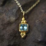 24k gold blue tourmaline pendant//artisan gold tourmaline pendant//24k tourmaline necklace//handmade tourmaline pendant//boho hippie chick