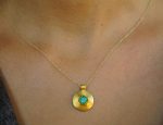 solid 24k Paraiba tourmaline gold pendant//gold tourmaline pendant//artisan gold handmade//24k gold pendant//Paraiba tourmaline pendant
