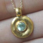 solid 24k Paraiba tourmaline gold pendant//gold tourmaline pendant//artisan gold handmade//24k gold pendant//Paraiba tourmaline pendant