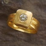 24k gold emerald ring//artisan square emerald ring//unique statement emerald gold ring//24k solid gold hand made ring//artisan jewelry