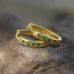 22k gold emerald hoops//gold green emerald earrings//artisan emerald earrings//handmade gold hoops//22k emerald earrings//22k gold hoops