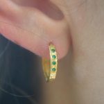 22k gold emerald hoops//gold green emerald earrings//artisan emerald earrings//handmade gold hoops//22k emerald earrings//22k gold hoops