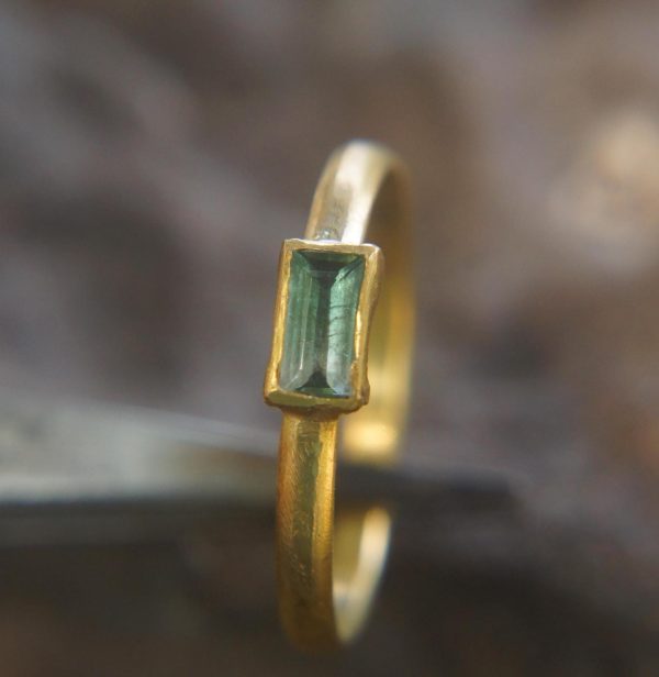 24k gold Paraiba blue tourmaline ring//gold Paraiba tourmaline ring//unique tourmaline engagement ring//artisan tourmaline ring