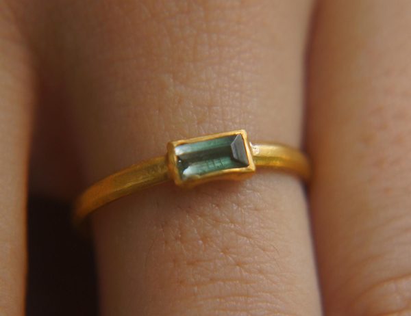 24k gold Paraiba blue tourmaline ring//gold Paraiba tourmaline ring//unique tourmaline engagement ring//artisan tourmaline ring