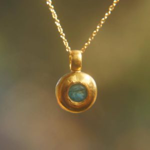 solid 24k Paraiba tourmaline gold pendant//gold tourmaline pendant//artisan gold handmade//24k gold pendant//Paraiba tourmaline pendant