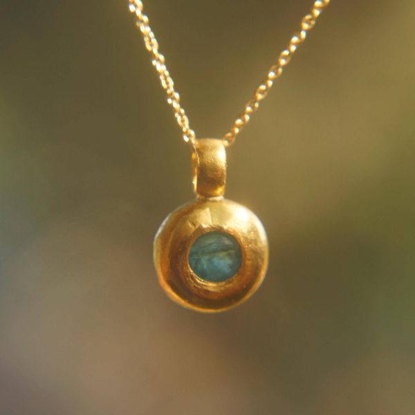 solid 24k Paraiba tourmaline gold pendant//gold tourmaline pendant//artisan gold handmade//24k gold pendant//Paraiba tourmaline pendant