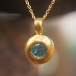 solid 24k Paraiba tourmaline gold pendant//gold tourmaline pendant//artisan gold handmade//24k gold pendant//Paraiba tourmaline pendant