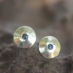 round 14k white gold//14k gold sapphire earrings//14k gold stud earrings//14k gold earrings//sapphire blue earrings//round sapphire earring