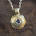 round 14k white gold//14k gold sapphire pendant//14k gold sapphire charm //round sapphire pendant//blue sapphire necklace//round sapphire