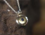 round 14k white gold//14k gold sapphire pendant//14k gold sapphire charm //round sapphire pendant//blue sapphire necklace//round sapphire