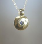 round 14k white gold//14k gold sapphire pendant//14k gold sapphire charm //round sapphire pendant//blue sapphire necklace//round sapphire