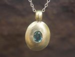 oval 14k white gold//14k gold blue tourmaline pendant//14k white gold pendant//blue Paraiba tourmaline pendant//14k blue tourmaline white