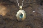oval 14k white gold//14k gold blue tourmaline pendant//14k white gold pendant//blue Paraiba tourmaline pendant//14k blue tourmaline white
