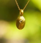 24k gold white diamond pendant//24k oval pendant//gold diamond necklace//gold hammered pendant//artisan 24k pendant//oval gold charm