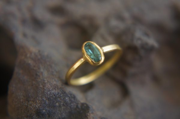 24k Paraiba blue tourmaline ring//24k unique ring//24k gold blue tourmaline ring//artisan tourmaline ring//gold tourmaline ring