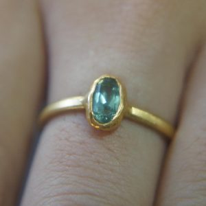 24k Paraiba blue tourmaline ring//24k unique ring//24k gold blue tourmaline ring//artisan tourmaline ring//gold tourmaline ring