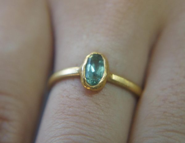 24k Paraiba blue tourmaline ring//24k unique ring//24k gold blue tourmaline ring//artisan tourmaline ring//gold tourmaline ring