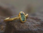 24k Paraiba blue tourmaline ring//24k unique ring//24k gold blue tourmaline ring//artisan tourmaline ring//gold tourmaline ring
