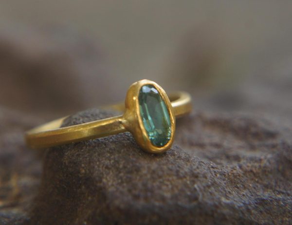 24k Paraiba blue tourmaline ring//24k unique ring//24k gold blue tourmaline ring//artisan tourmaline ring//gold tourmaline ring