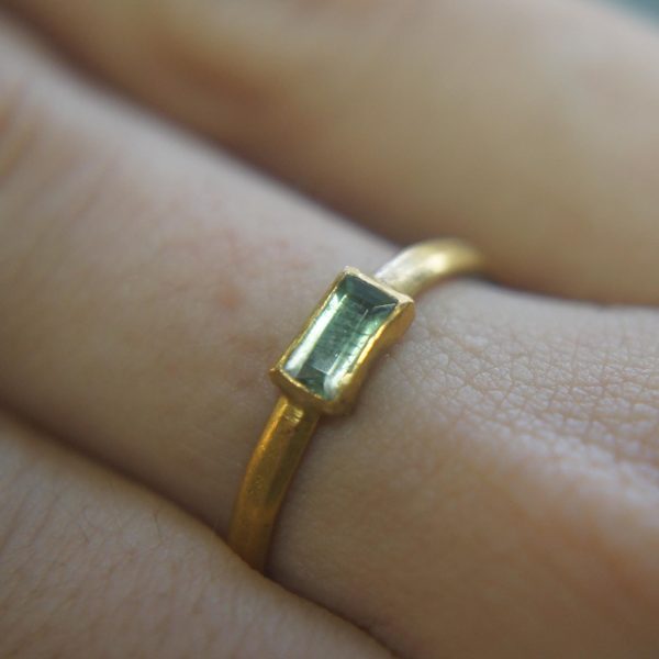 24k gold Paraiba blue tourmaline ring//gold Paraiba tourmaline ring//unique tourmaline engagement ring//artisan tourmaline ring