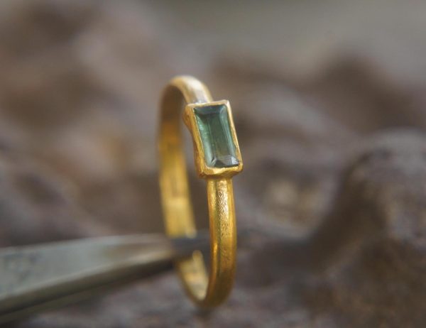 24k gold Paraiba blue tourmaline ring//gold Paraiba tourmaline ring//unique tourmaline engagement ring//artisan tourmaline ring