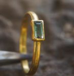 24k gold Paraiba blue tourmaline ring//gold Paraiba tourmaline ring//unique tourmaline engagement ring//artisan tourmaline ring