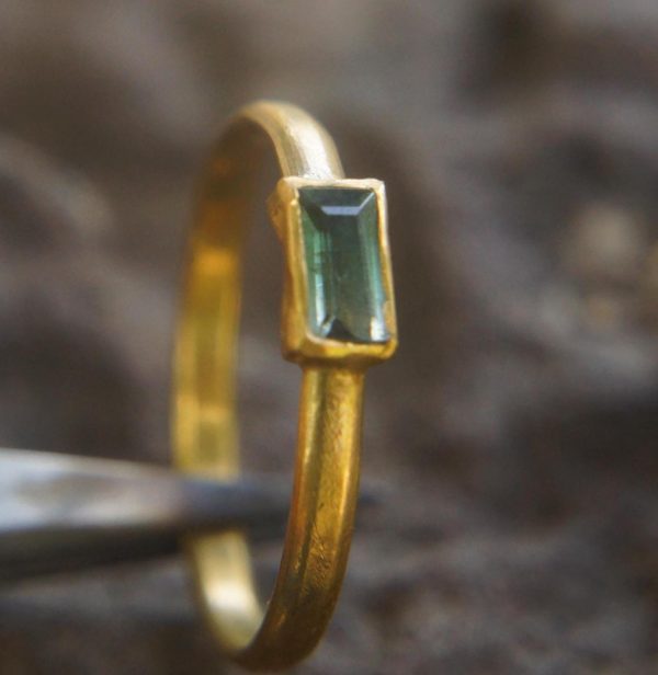 24k gold Paraiba blue tourmaline ring//gold Paraiba tourmaline ring//unique tourmaline engagement ring//artisan tourmaline ring