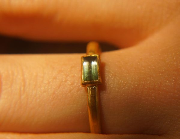 24k gold Paraiba blue tourmaline ring//gold Paraiba tourmaline ring//unique tourmaline engagement ring//artisan tourmaline ring