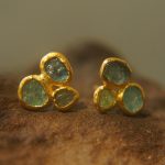 solid 24k gold//raw tourmaline Studs//multicolor tourmaline// Earrings-stud earrings//24k gold earrings//raw gem earrings//everyday studs