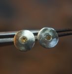 round 14k white gold//14k gold sapphire earrings//14k gold stud earrings//14k gold earrings//sapphire yellow earrings//round earring