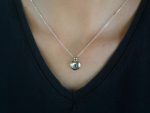 round 14k white gold//14k gold sapphire pendant//14k gold sapphire charm //round sapphire pendant//blue sapphire necklace//round sapphire
