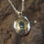 oval 14k white gold//14k gold blue tourmaline pendant//14k white gold pendant//blue Paraiba tourmaline pendant//14k blue tourmaline white